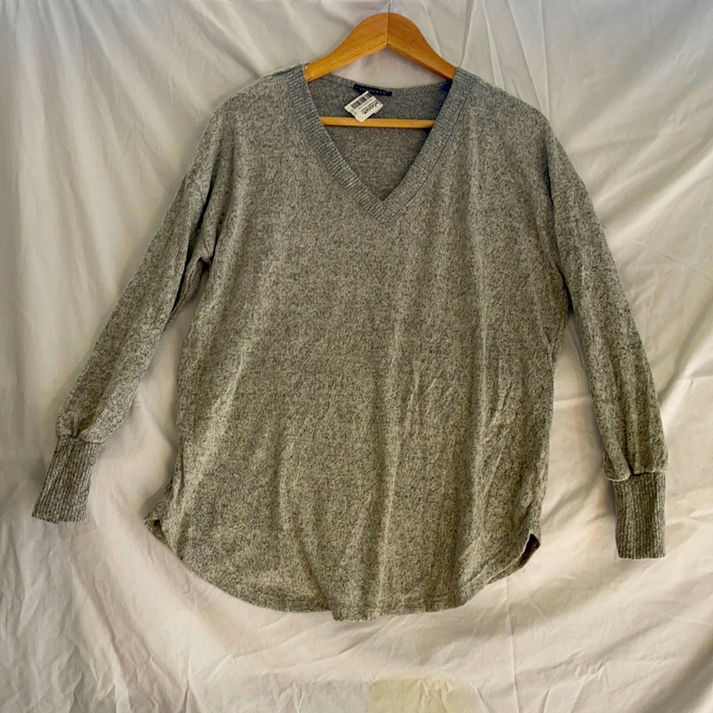 Grey Brushed V-Neck